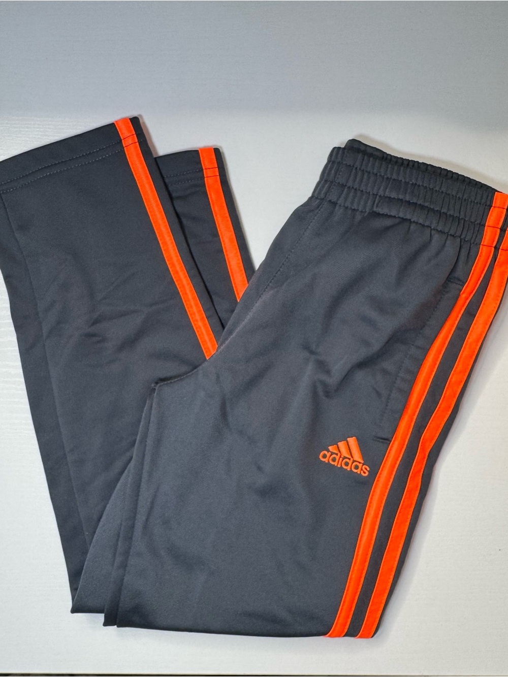 adidas Boys Gray Sweatpants with Orange Stripes